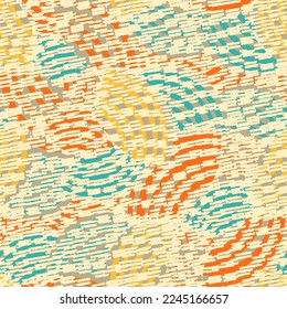 Seamless abstract geometric pattern of random arcuate stripes and strokes.
