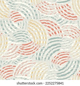 Seamless abstract geometric pattern of random arcuate stripes and strokes.
