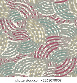 Seamless abstract geometric pattern of random arcuate stripes and strokes.
