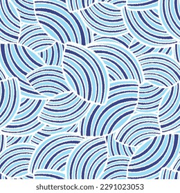 Seamless abstract geometric pattern of random arcuate stripes.
