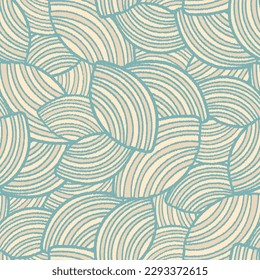 Seamless abstract geometric pattern of random arcuate stripes.
