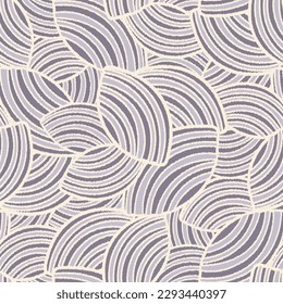 Seamless abstract geometric pattern of random arcuate stripes.
