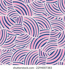 Seamless abstract geometric pattern of random arcuate stripes.
