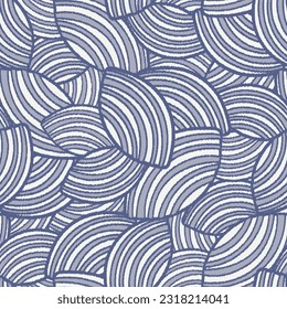 Seamless abstract geometric pattern of random arcuate stripes.
