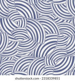 Seamless abstract geometric pattern of random arcuate stripes.
