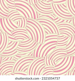Seamless abstract geometric pattern of random arcuate stripes.
