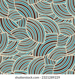 Seamless abstract geometric pattern of random arcuate stripes.
