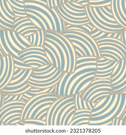 Seamless abstract geometric pattern of random arcuate stripes.
