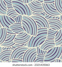 Seamless abstract geometric pattern of random arcuate stripes.
