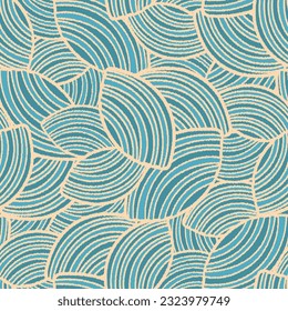 Seamless abstract geometric pattern of random arcuate stripes.
