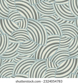Seamless abstract geometric pattern of random arcuate stripes.
