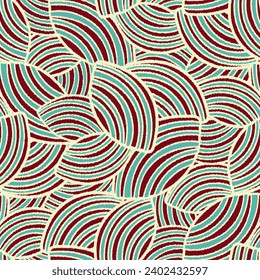 Seamless abstract geometric pattern of random arcuate stripes.

