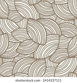 Seamless abstract geometric pattern of random arcuate stripes.
