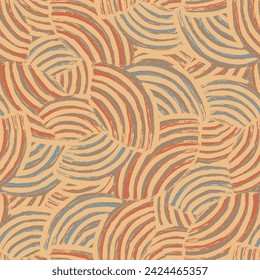 Seamless abstract geometric pattern of random arcuate stripes.

