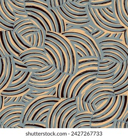 Seamless abstract geometric pattern of random arcuate stripes.
