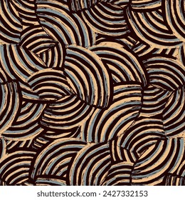 Seamless abstract geometric pattern of random arcuate stripes.
