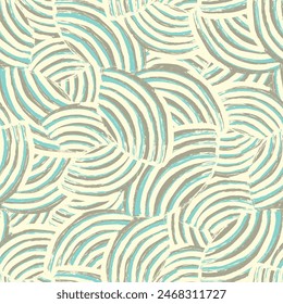Seamless abstract geometric pattern of random arcuate stripes.
