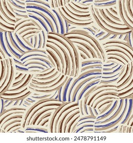 Seamless abstract geometric pattern of random arcuate stripes.
