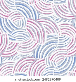 Seamless abstract geometric pattern of random arcuate stripes.
