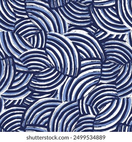 Seamless abstract geometric pattern of random arcuate stripes.
