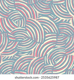 Seamless abstract geometric pattern of random arcuate stripes.
