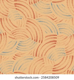 Seamless abstract geometric pattern of random arcuate stripes.
