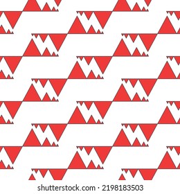 Seamless abstract geometric pattern. Red, grey, white. Vector illustration. Triangle texture. Symmetrical ornament. Design for textile fabrics, wrapping paper, background, wallpaper, cover.
