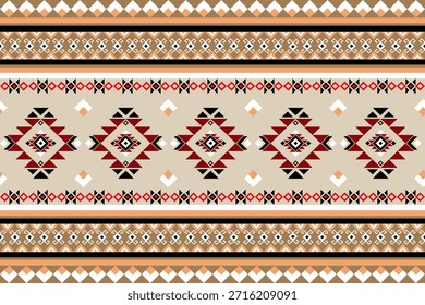 Seamless abstract geometric pattern with red,white,black and orange color ,Native American tribal fabric, tile, carpet, vector, illustration design	