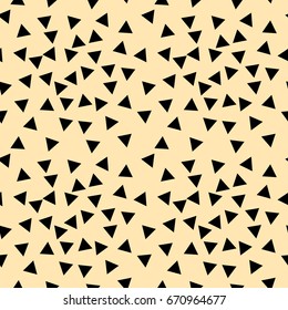 Seamless abstract geometric pattern resembling flowers on pastel yellow background. Black triangles pattern. EPS10 vector illustration. For fashion design, wallpaper, fabric, paper gift, poster etc.