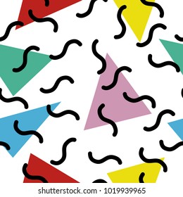 Seamless abstract geometric pattern in retro memphis style