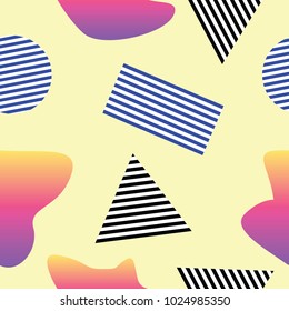 Seamless abstract geometric pattern in retro memphis style