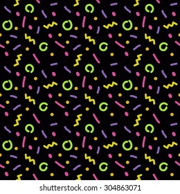 Seamless abstract geometric pattern in retro memphis style, fashion 80-90s. It can be used in printing, website backdrop and fabric design.