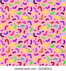 Seamless abstract geometric pattern in retro memphis style, fashion 80-90s. It can be used in printing, website backdrop and fabric design.