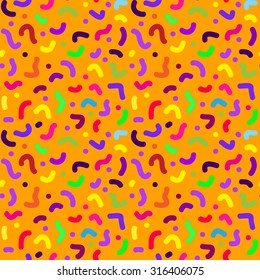 Seamless abstract geometric pattern in retro memphis style, fashion 80-90s. It can be used in printing, website backdrop and fabric design.