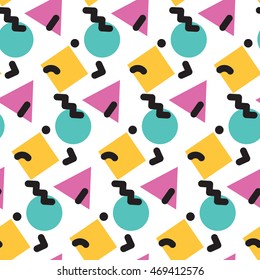 Seamless abstract geometric pattern in retro memphis style