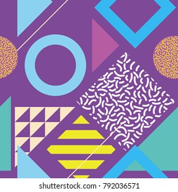 Seamless abstract geometric pattern in retro memphis style