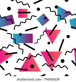 Seamless abstract geometric pattern in retro memphis style