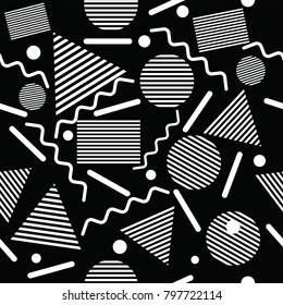 Seamless abstract geometric pattern in retro memphis style
