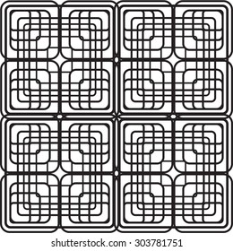 seamless abstract geometric pattern of rounded squares made of thick black lines