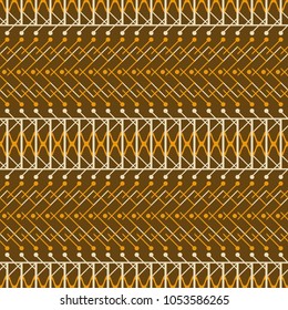 Seamless abstract geometric pattern in rustic style. Brown and orange colors
