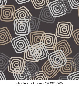 Seamless abstract geometric pattern. Screws. Mosaic texture. Brushwork. Hand hatching. Can be used for wallpaper, textile, invitation card, wrapping, web page background.