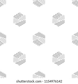 Seamless abstract geometric pattern. The shapes of hexagons. Texture stripes, checks, dots. Textile rapport.