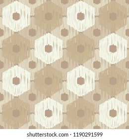 Seamless abstract geometric pattern. Shapes of hexagons. Mosaic texture. Brushwork. Hand hatching. Can be used for wallpaper, textile, invitation card, wrapping, web page background.