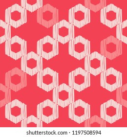Seamless abstract geometric pattern. Shapes of hexagons. Mosaic texture. Brushwork. Hand hatching. Can be used for wallpaper, textile, invitation card, wrapping, web page background.