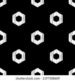 Seamless abstract geometric pattern. Shapes of hexagons. Mosaic texture. Brushwork. Hand hatching. Can be used for wallpaper, textile, invitation card, wrapping, web page background.