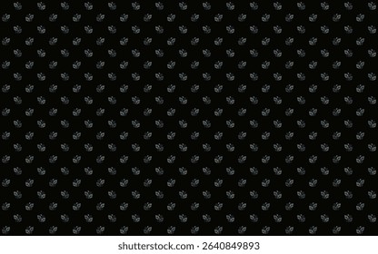 Seamless abstract geometric pattern with small five leaves composition in gray and dark blue on black background. Vector illustration, for masculine shirt lady dress cloth cover decoration all over 