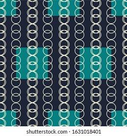  
Seamless abstract geometric pattern with square and circles. Checkered pattern. Vector