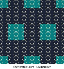  
Seamless abstract geometric pattern with square and circles. Checkered pattern. Vector