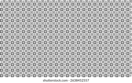 Seamless abstract geometric pattern with square and dot composition in black and gray on white background. Vector illustration, for masculine shirt lady dress cloth cover decoration all over print art