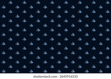 Seamless abstract geometric pattern with square base pyramid composition in gray n blue on dark blue background. Vector illustration, for masculine shirt lady dress cloth cover decoration all over 